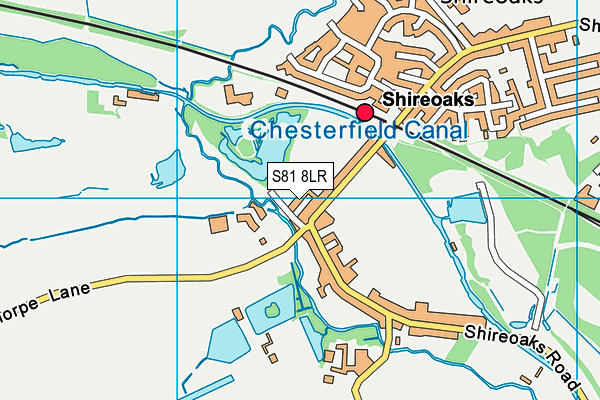 Shireoaks Cricket Ground (Closed) map (S81 8LR) - OS VectorMap District (Ordnance Survey)