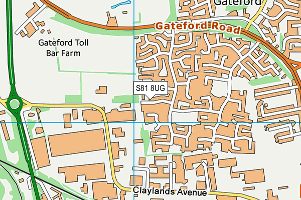 S81 8UG map - OS VectorMap District (Ordnance Survey)
