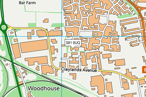 S81 8UQ map - OS VectorMap District (Ordnance Survey)