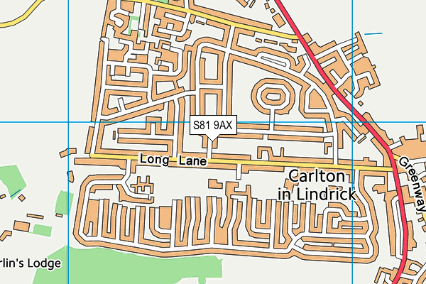 S81 9AX map - OS VectorMap District (Ordnance Survey)