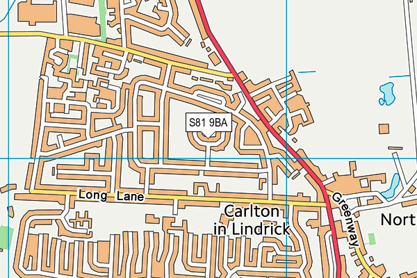 S81 9BA map - OS VectorMap District (Ordnance Survey)