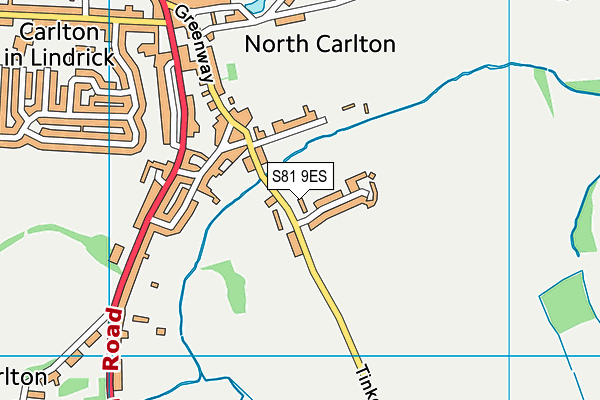 S81 9ES map - OS VectorMap District (Ordnance Survey)