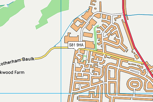 S81 9HA map - OS VectorMap District (Ordnance Survey)