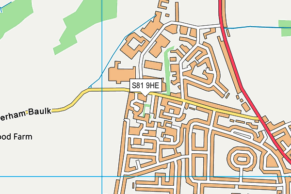 S81 9HE map - OS VectorMap District (Ordnance Survey)