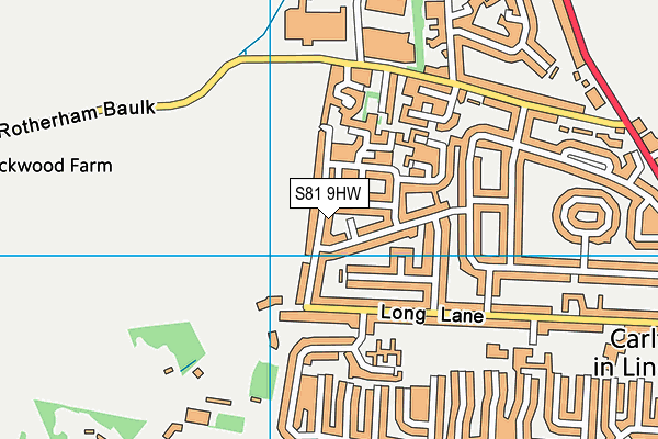 S81 9HW map - OS VectorMap District (Ordnance Survey)