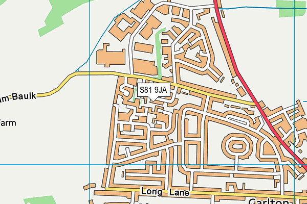 S81 9JA map - OS VectorMap District (Ordnance Survey)