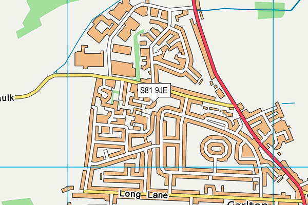 S81 9JE map - OS VectorMap District (Ordnance Survey)