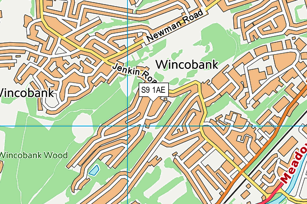 S9 1AE map - OS VectorMap District (Ordnance Survey)