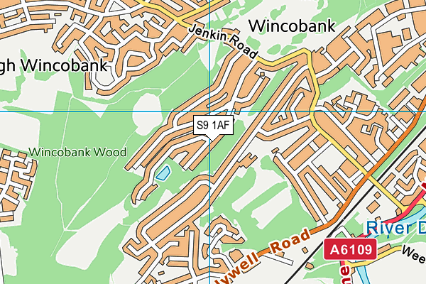 S9 1AF map - OS VectorMap District (Ordnance Survey)