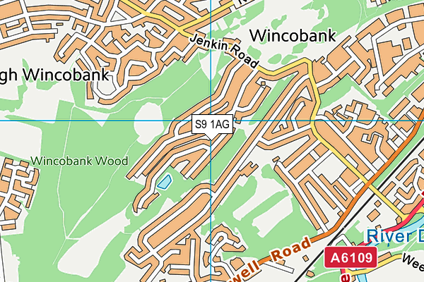 S9 1AG map - OS VectorMap District (Ordnance Survey)