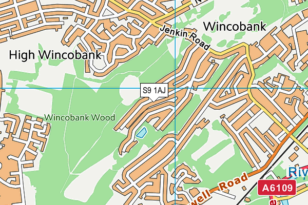 S9 1AJ map - OS VectorMap District (Ordnance Survey)