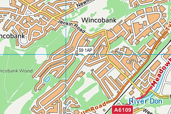 S9 1AP map - OS VectorMap District (Ordnance Survey)