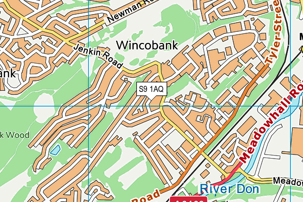 S9 1AQ map - OS VectorMap District (Ordnance Survey)