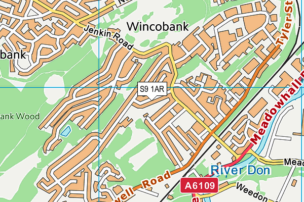 S9 1AR map - OS VectorMap District (Ordnance Survey)
