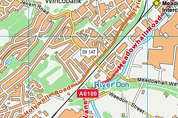 S9 1AT map - OS VectorMap District (Ordnance Survey)