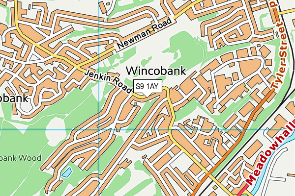 Wincobank Common map (S9 1AY) - OS VectorMap District (Ordnance Survey)