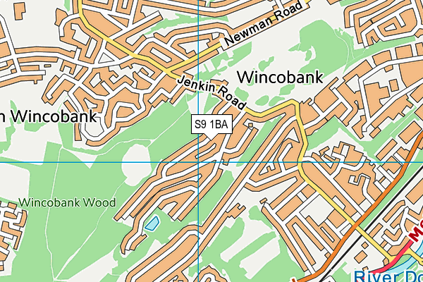 S9 1BA map - OS VectorMap District (Ordnance Survey)