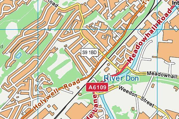 S9 1BD map - OS VectorMap District (Ordnance Survey)