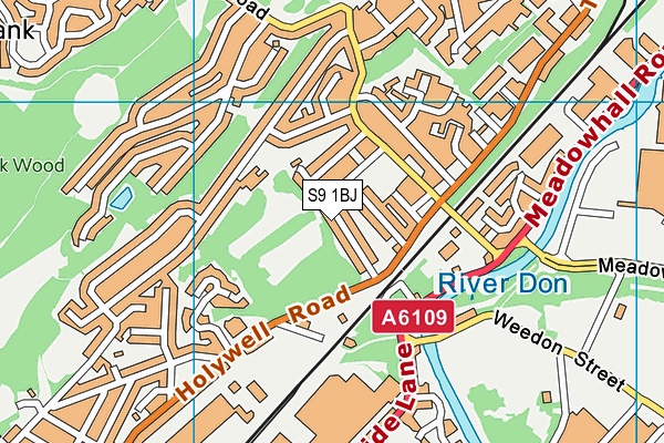 S9 1BJ map - OS VectorMap District (Ordnance Survey)