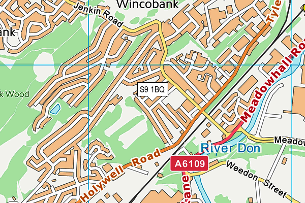 S9 1BQ map - OS VectorMap District (Ordnance Survey)