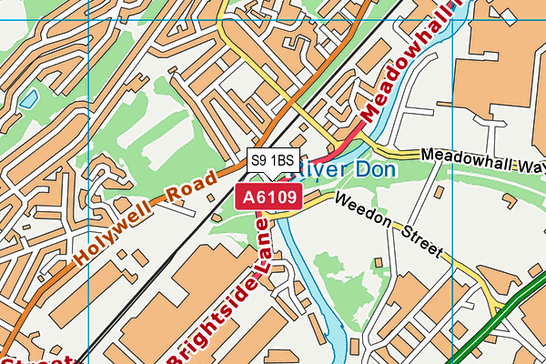 S9 1BS map - OS VectorMap District (Ordnance Survey)