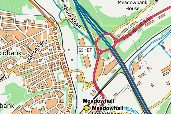 S9 1BT map - OS VectorMap District (Ordnance Survey)