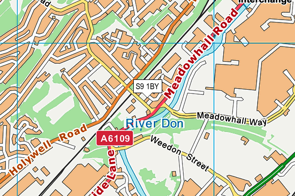 S9 1BY map - OS VectorMap District (Ordnance Survey)