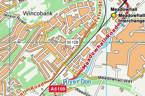 S9 1DB map - OS VectorMap District (Ordnance Survey)