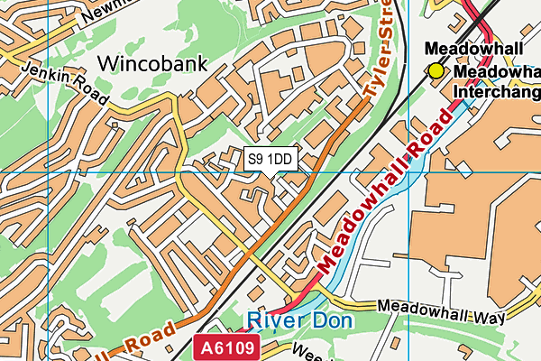 S9 1DD map - OS VectorMap District (Ordnance Survey)