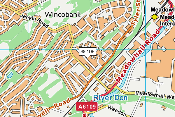 S9 1DF map - OS VectorMap District (Ordnance Survey)