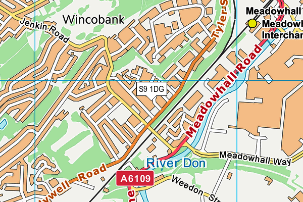 S9 1DG map - OS VectorMap District (Ordnance Survey)