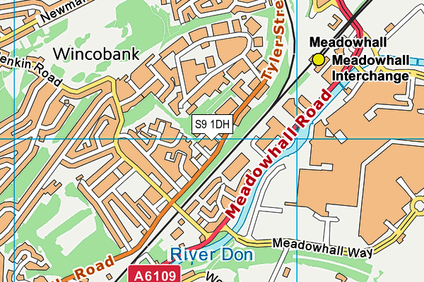 S9 1DH map - OS VectorMap District (Ordnance Survey)