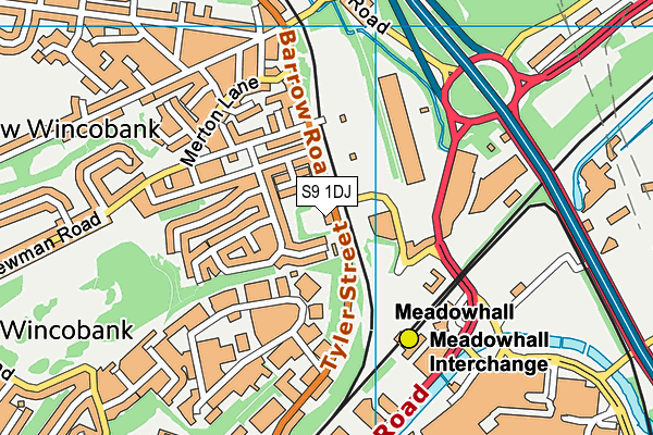 S9 1DJ map - OS VectorMap District (Ordnance Survey)