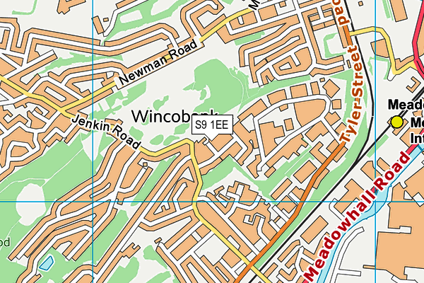 S9 1EE map - OS VectorMap District (Ordnance Survey)