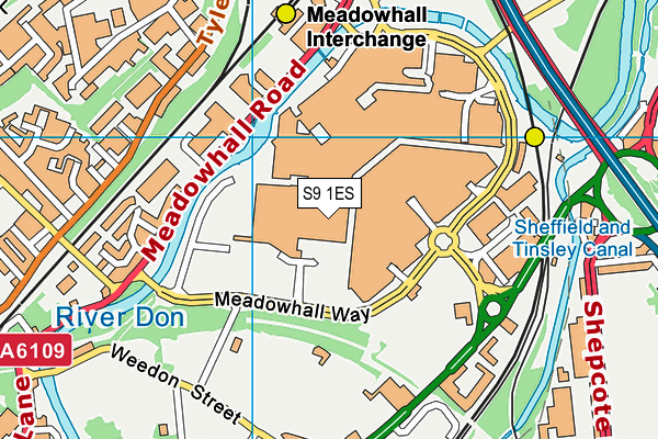 S9 1ES map - OS VectorMap District (Ordnance Survey)