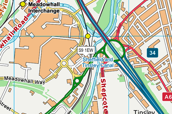 S9 1EW map - OS VectorMap District (Ordnance Survey)