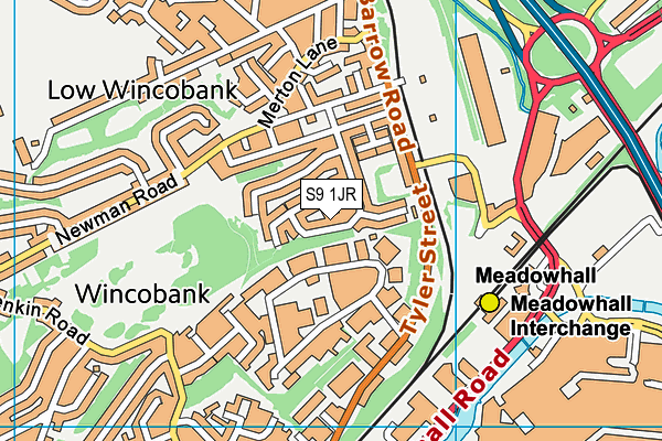 S9 1JR map - OS VectorMap District (Ordnance Survey)