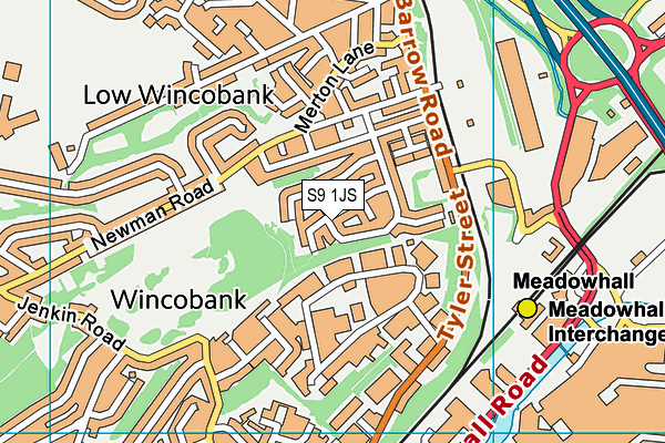 S9 1JS map - OS VectorMap District (Ordnance Survey)