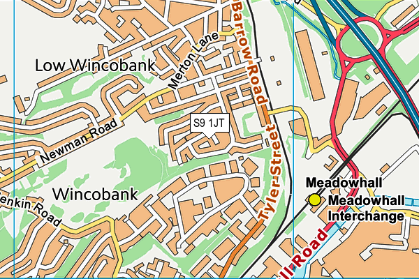 S9 1JT map - OS VectorMap District (Ordnance Survey)