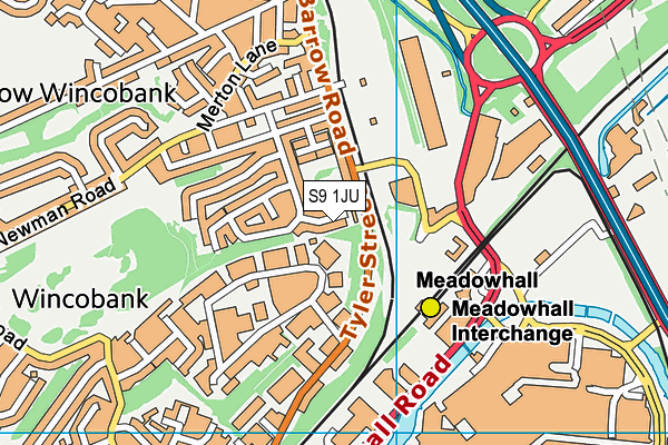 S9 1JU map - OS VectorMap District (Ordnance Survey)