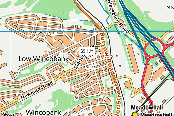 S9 1JY map - OS VectorMap District (Ordnance Survey)