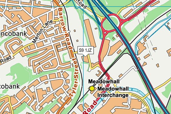 S9 1JZ map - OS VectorMap District (Ordnance Survey)