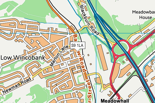 S9 1LA map - OS VectorMap District (Ordnance Survey)