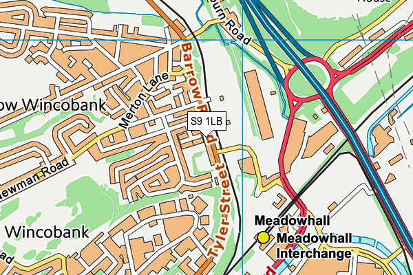 S9 1LB map - OS VectorMap District (Ordnance Survey)