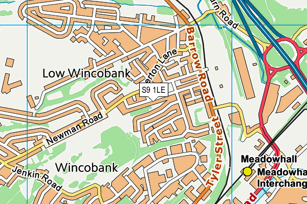 S9 1LE map - OS VectorMap District (Ordnance Survey)