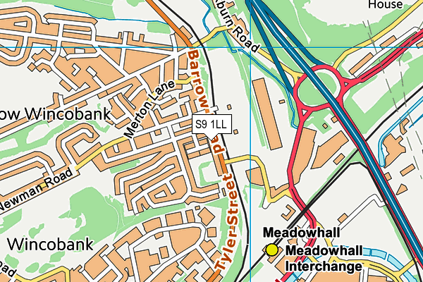 S9 1LL map - OS VectorMap District (Ordnance Survey)