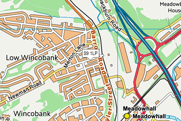 S9 1LP map - OS VectorMap District (Ordnance Survey)