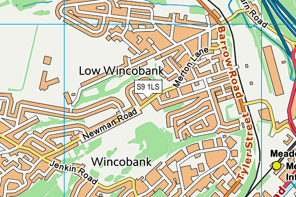 S9 1LS map - OS VectorMap District (Ordnance Survey)