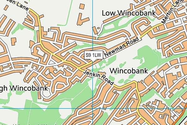 S9 1LW map - OS VectorMap District (Ordnance Survey)