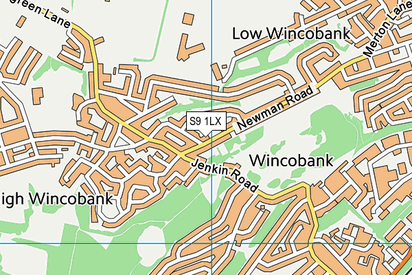 S9 1LX map - OS VectorMap District (Ordnance Survey)